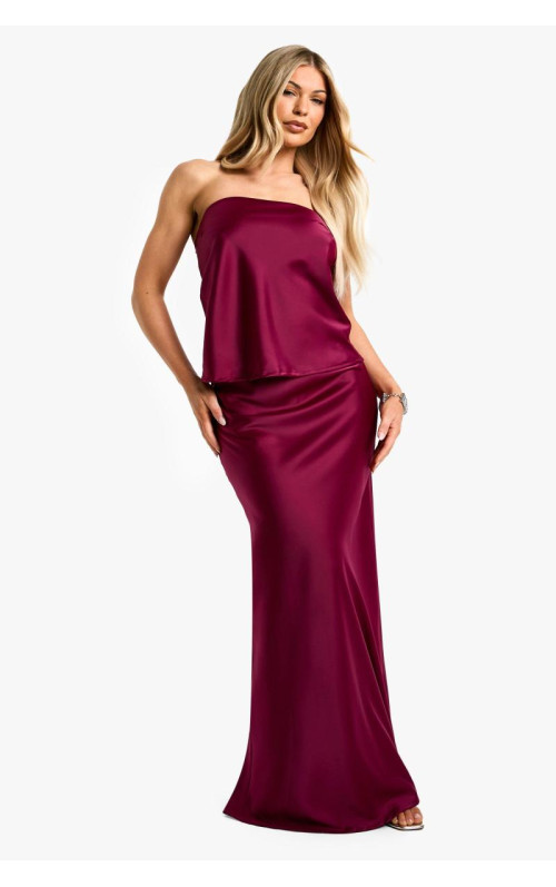 АТЛАСНИЙ ДОВГИЙ КОМПЛЕКТ БАНДО ТА СПІДНИЦЯ МАКСІ