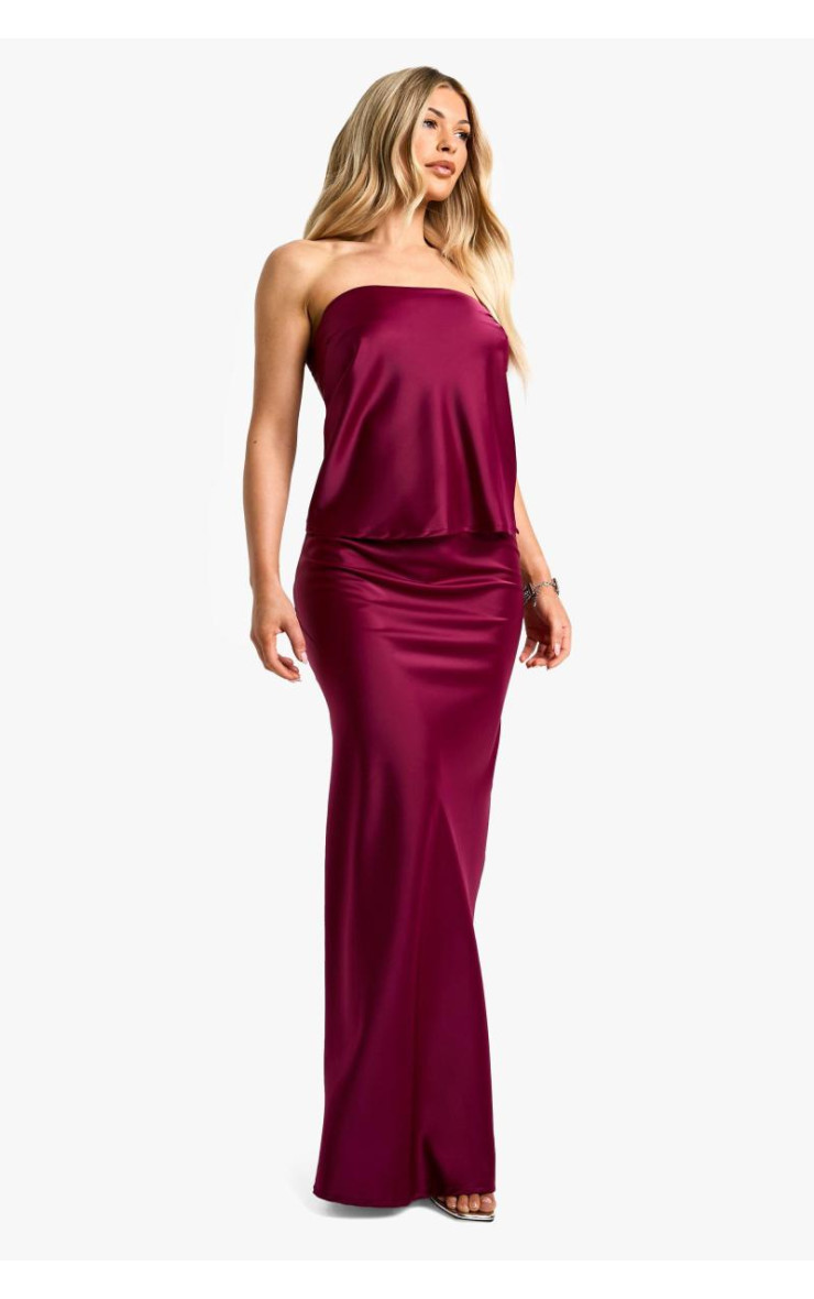 АТЛАСНИЙ ДОВГИЙ КОМПЛЕКТ БАНДО ТА СПІДНИЦЯ МАКСІ