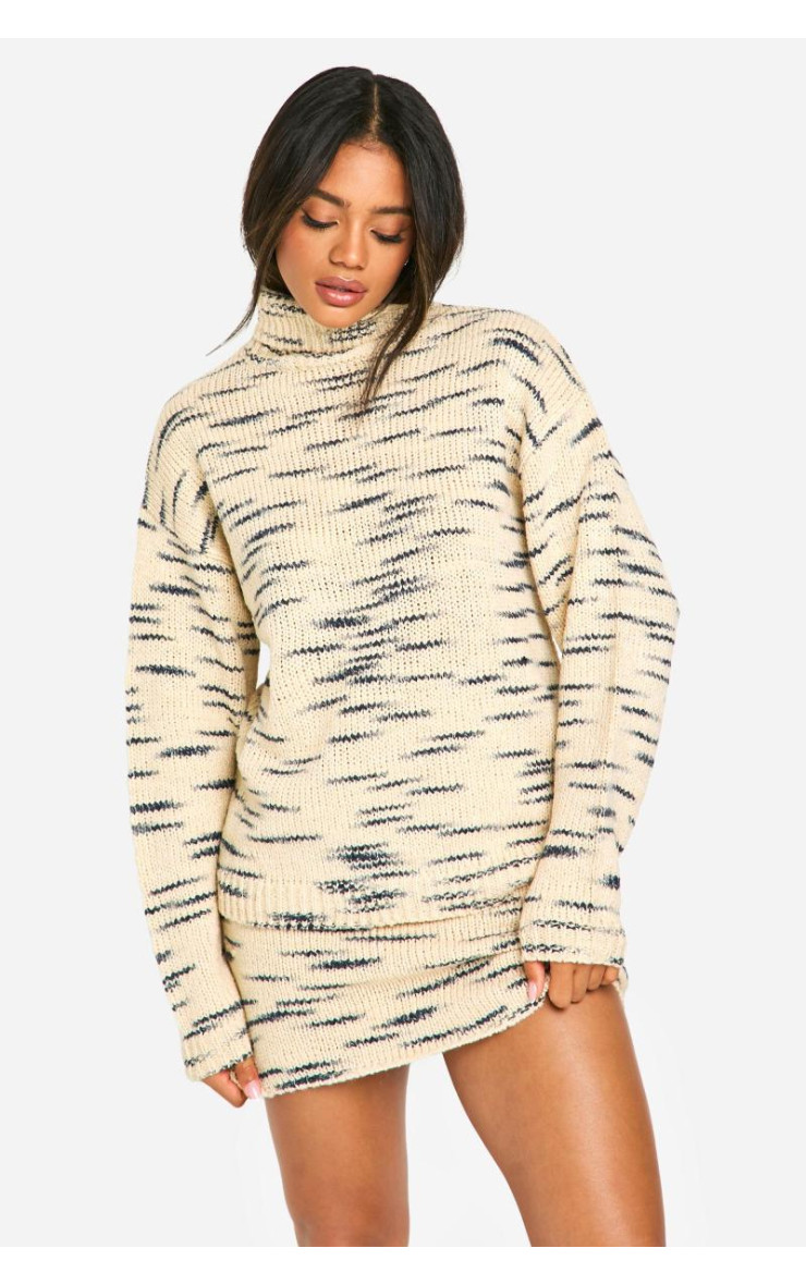 Преміальний трикотажний джемпер з горловиною та міні-спідниця