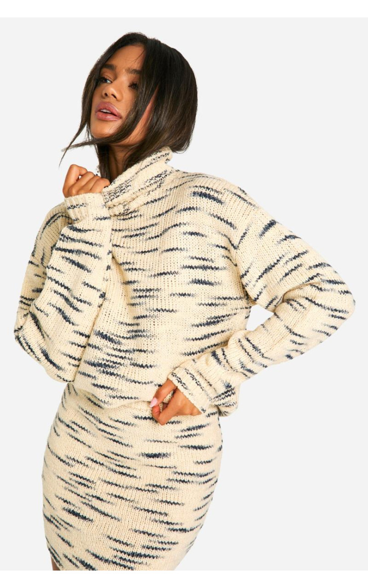 Преміальний трикотажний джемпер з горловиною та міні-спідниця