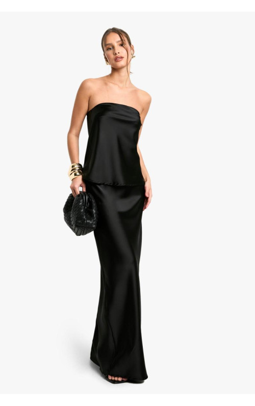 АТЛАСНИЙ ДОВГИЙ КОМПЛЕКТ БАНДО ТА СПІДНИЦЯ МАКСІ