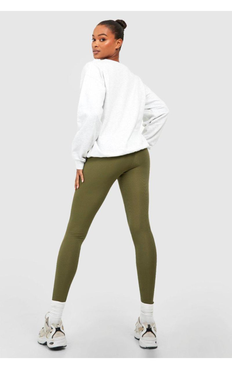 Високі базові легінси в рубчик середньої посадки