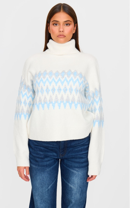 Кремовий різдвяний джемпер Fairisle Roll Neck