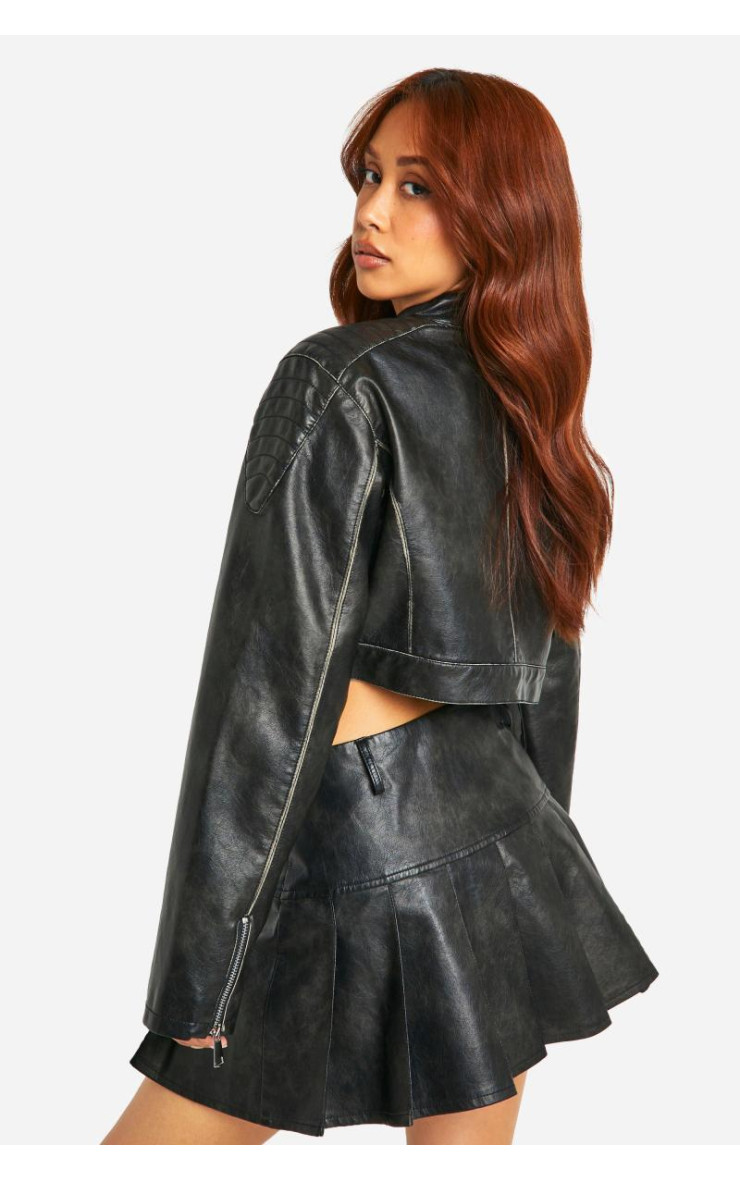 Вінтажна плісирована тенісна спідниця зі штучної шкіри