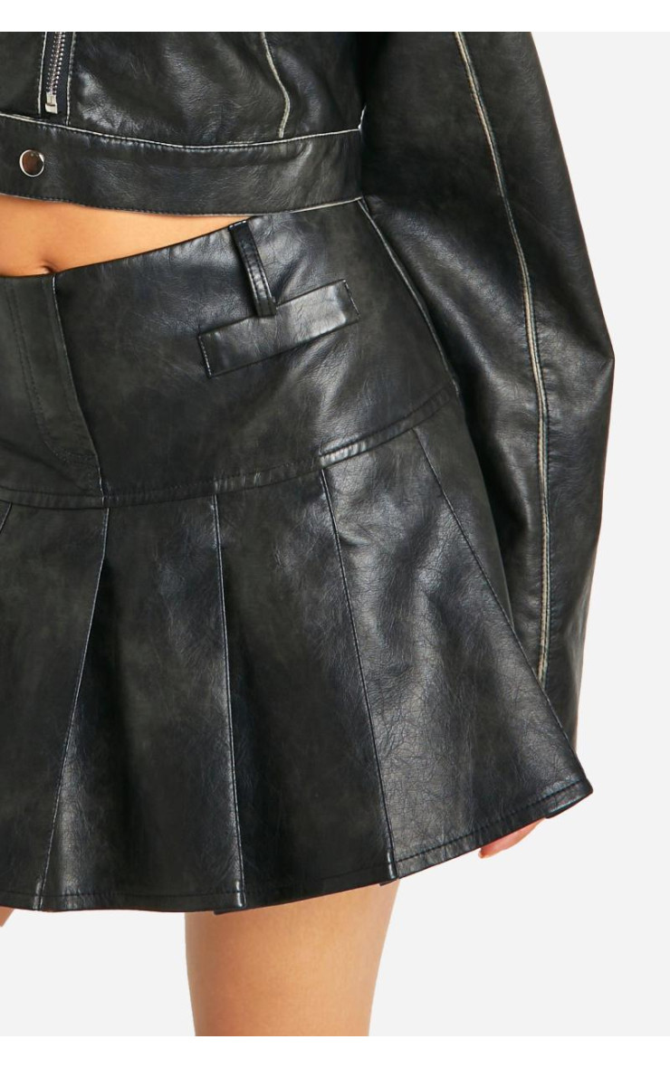 Вінтажна плісирована тенісна спідниця зі штучної шкіри