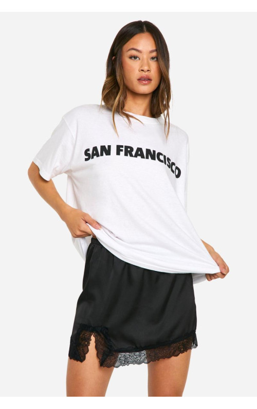 Висока міні-спідниця з атласною мереживною обробкою