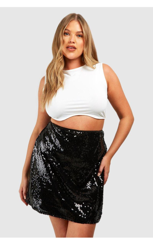 Плюс прозора міні-спідниця з паєтками