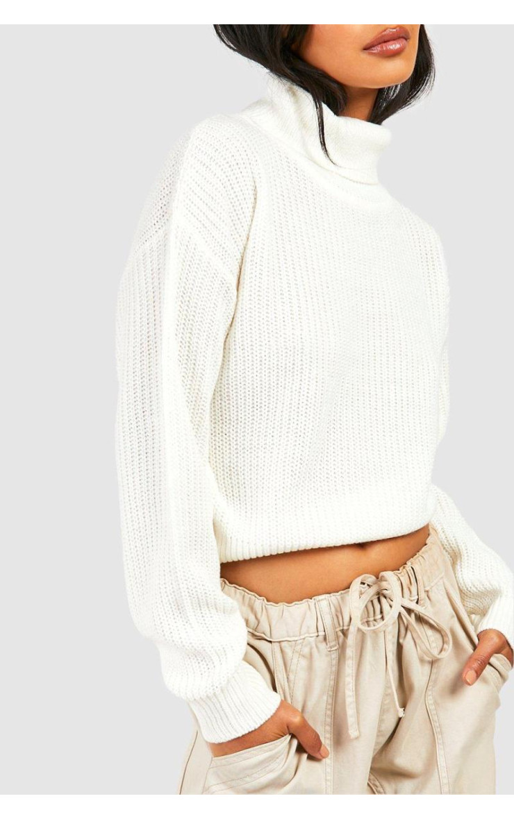 Кремовий укорочений рибальський джемпер