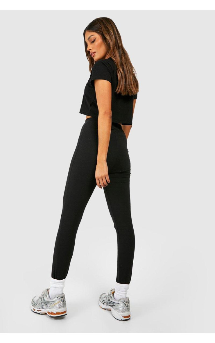 Бавовняні чорні легінси з високою талією