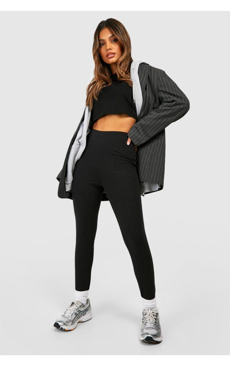 Бавовняні чорні легінси з високою талією