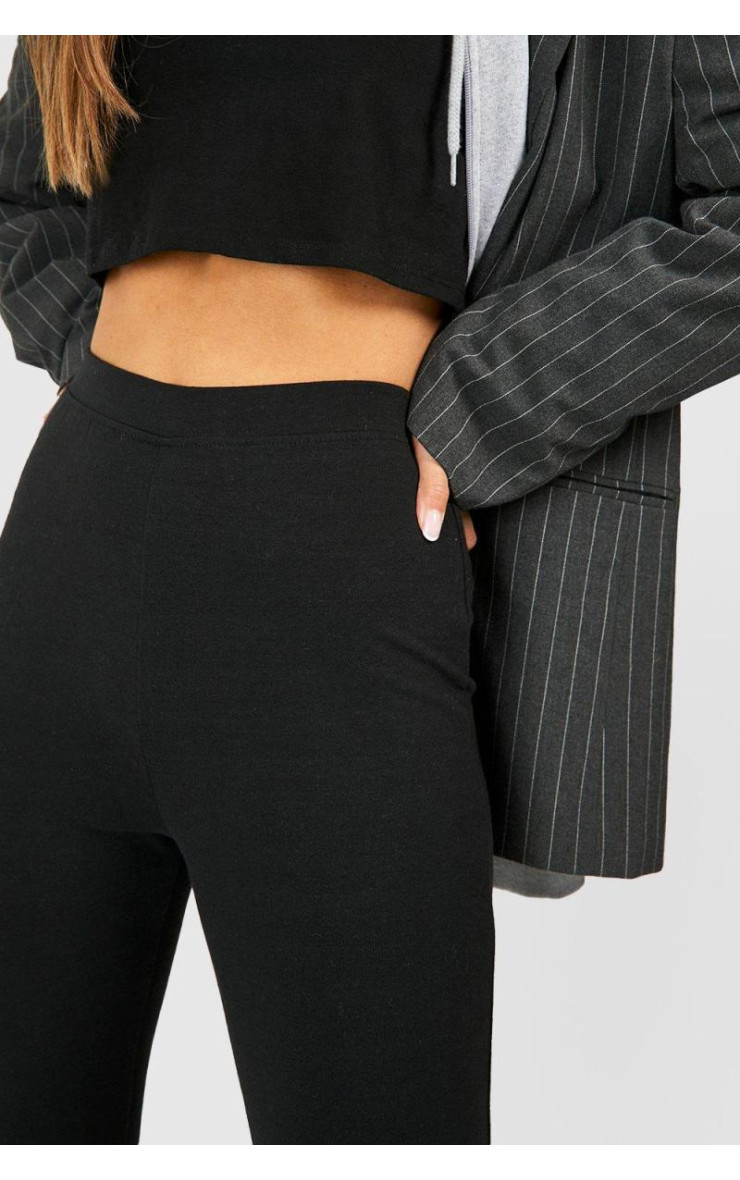 Бавовняні чорні легінси з високою талією