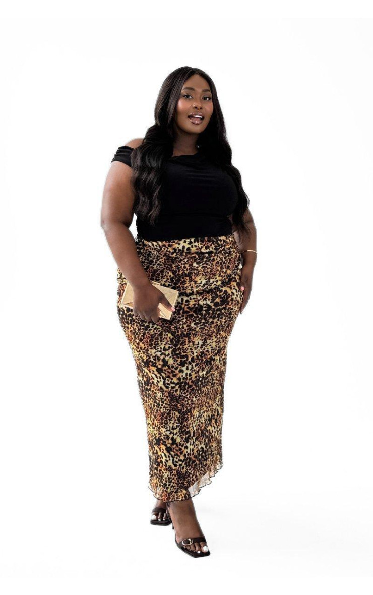 Крива гепард друку сітка мідаксі спідниця