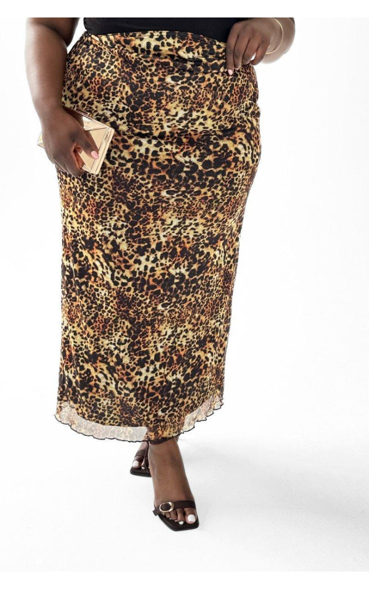 Крива гепард друку сітка мідаксі спідниця