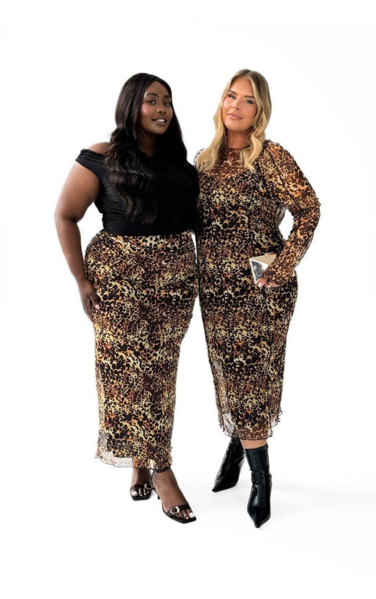 Крива гепард друку сітка мідаксі спідниця