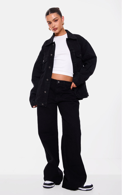 Випрані чорні вицвілі джинси-бойфренди з низькою посадкою