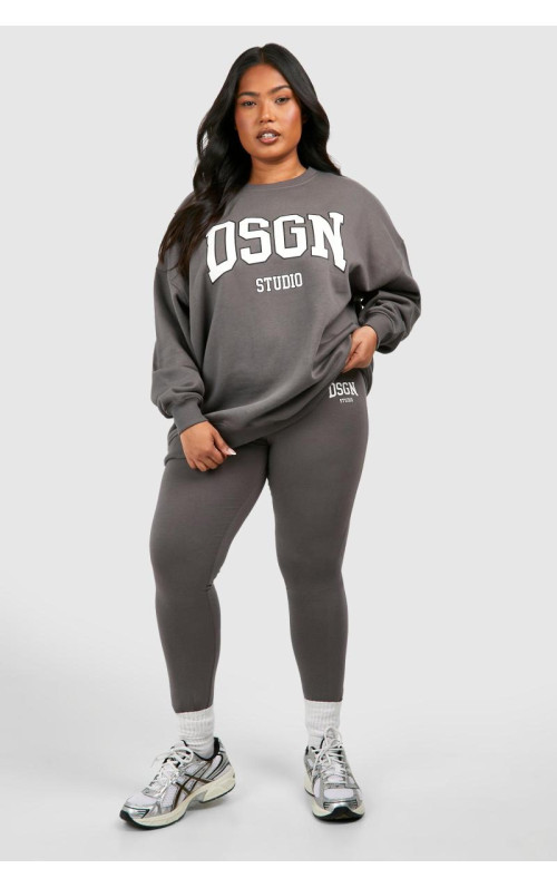 Плюс спортивний костюм Dsgn Studio Slogan Legging