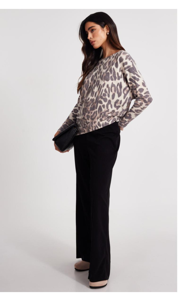 Бежевий в'язаний леопардовий джемпер