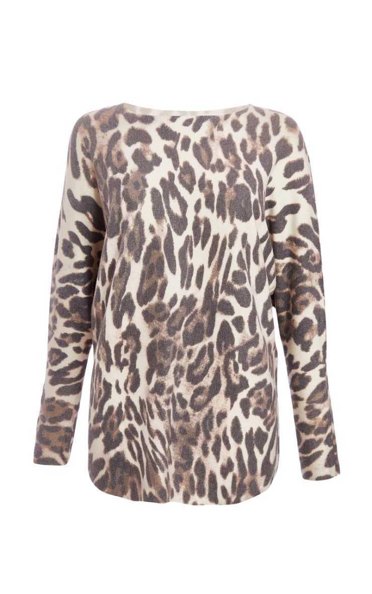 Бежевий в'язаний леопардовий джемпер