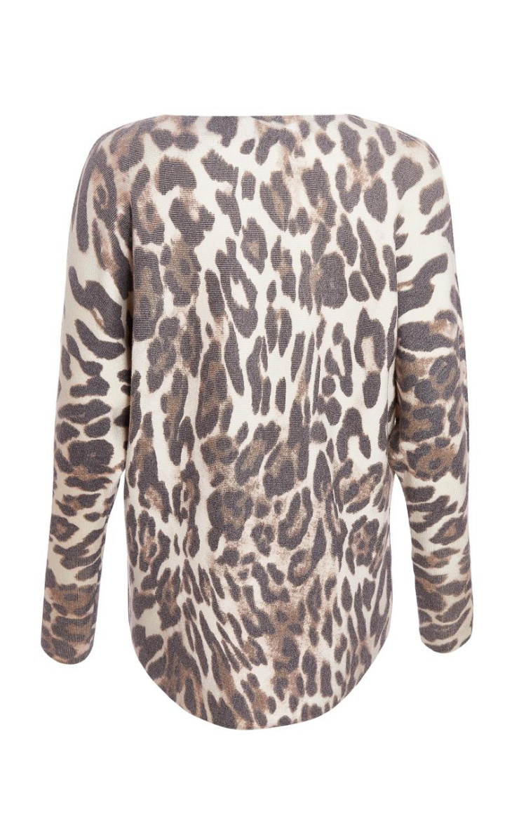 Бежевий в'язаний леопардовий джемпер