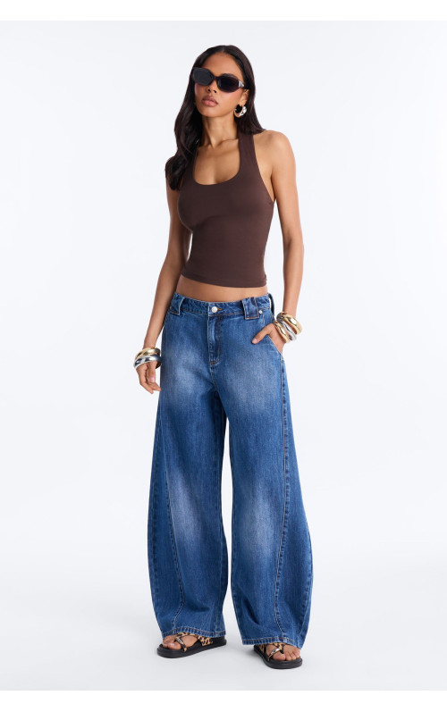 Розслаблені джинси Torrance з ефектом бочкоподібної штанини – Темне прання