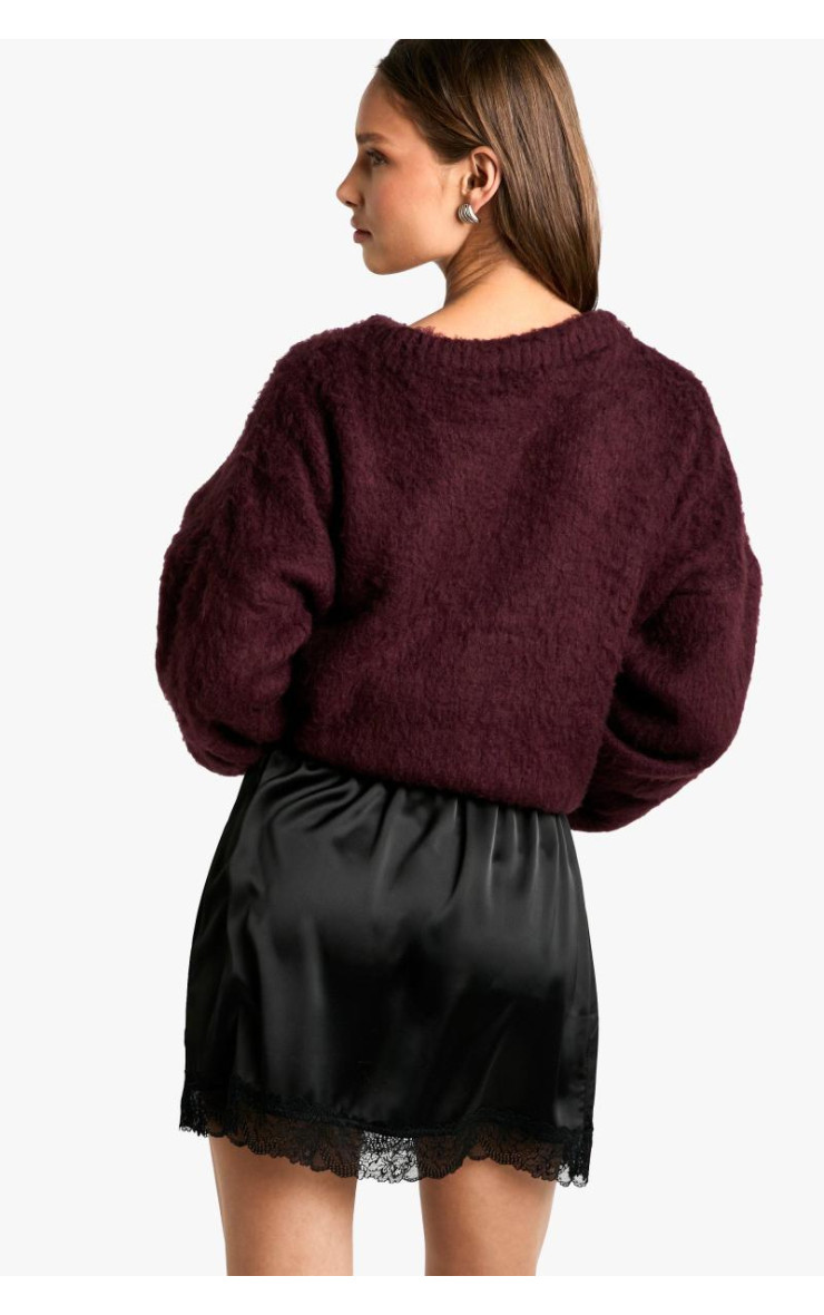 Міні-спідниця з атласною мереживною обробкою