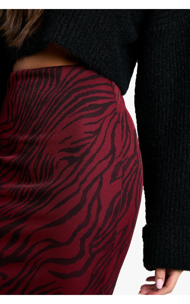 Zebra Print Rib Side Split Spirt