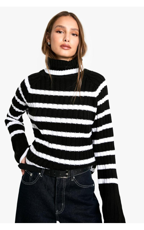 Джемпер у смужку з широкими рукавами під горловину