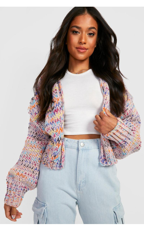 Коричневий різнокольоровий кардиган Petite Premium