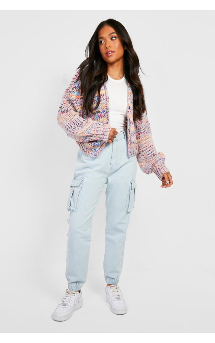 Коричневий різнокольоровий кардиган Petite Premium