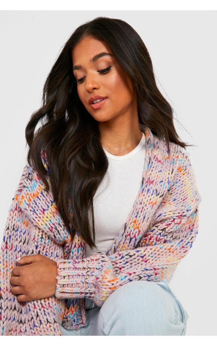 Коричневий різнокольоровий кардиган Petite Premium