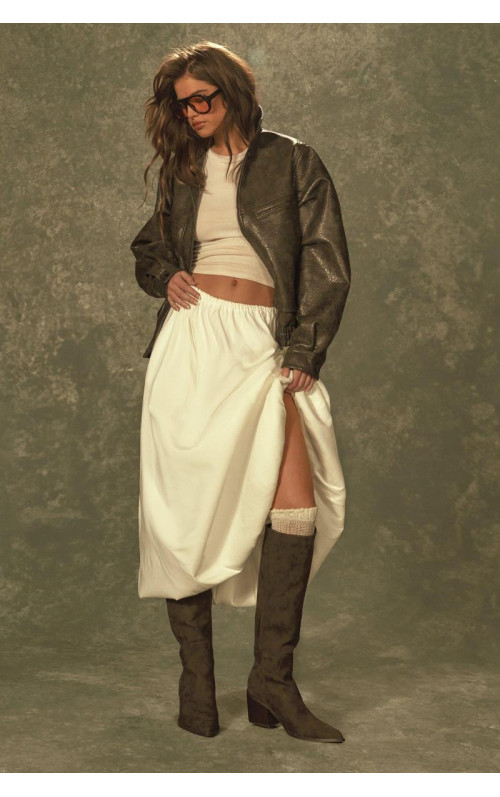 Структурована спідниця з максі з листком