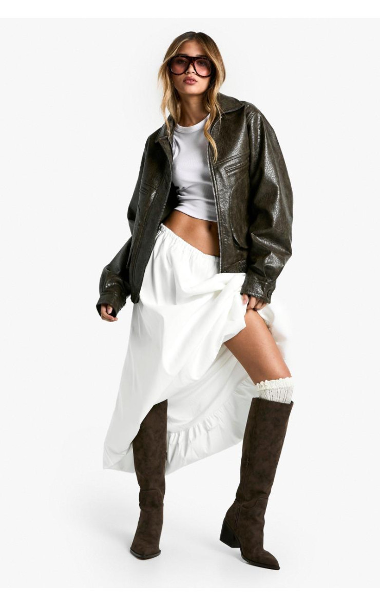 Структурована спідниця з максі з листком