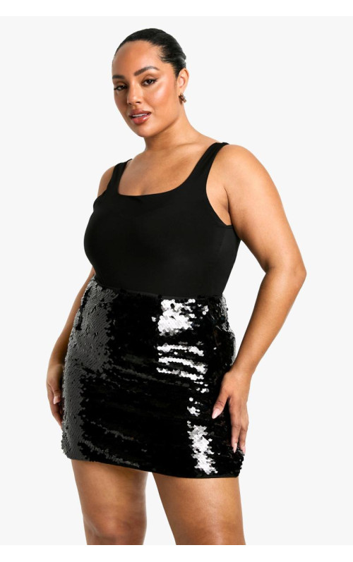 Плюс міні-спідниця преміум-класу з паєтками