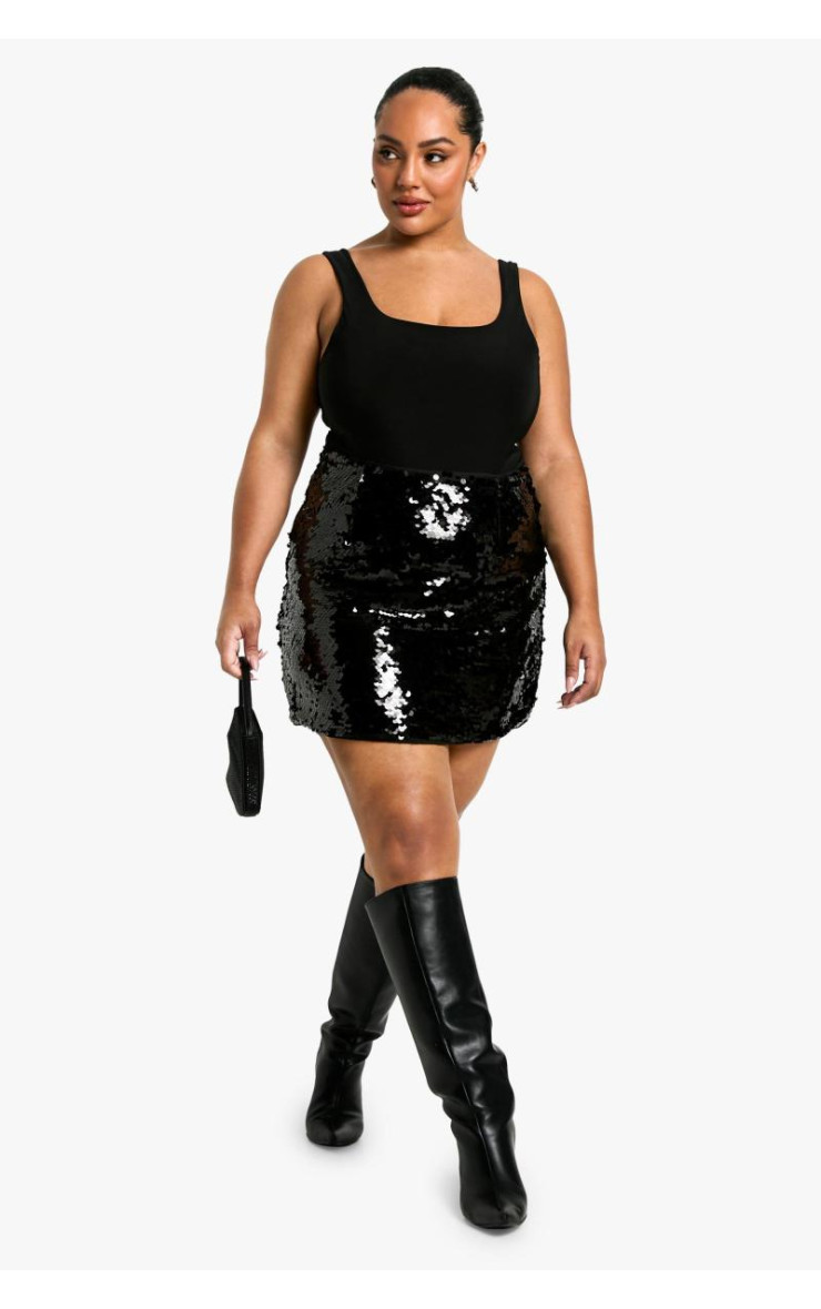 Плюс міні-спідниця преміум-класу з паєтками