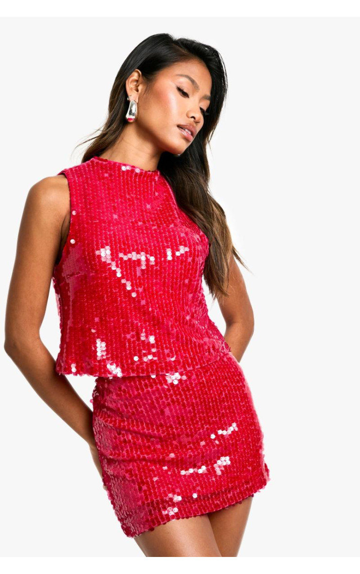 Міні-спідниця з низькою посадкою з паєтками