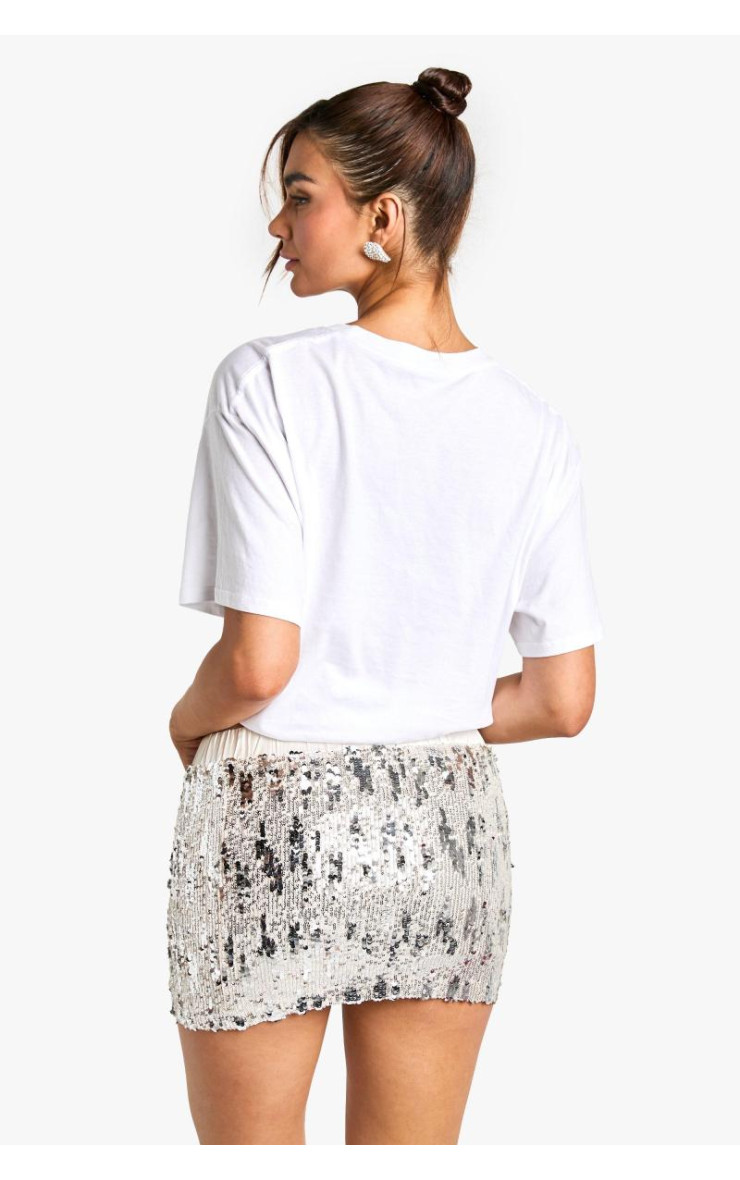 Міні-спідниця з атласним поясом з паєтками