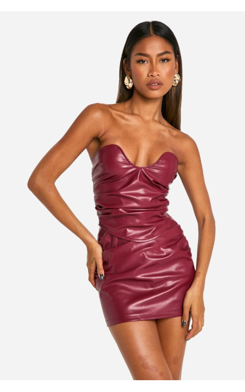 Міні-спідниця з Pu Ruched