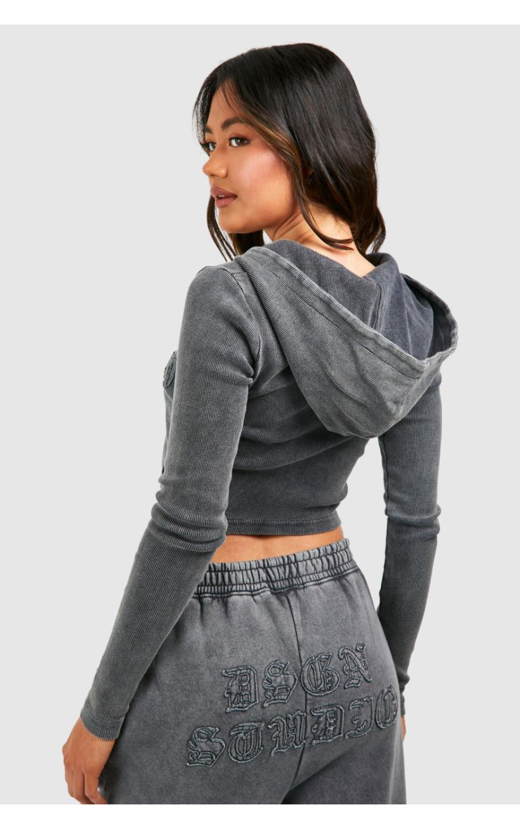 Худі Dsgn Studio Self Fabric Applique Washed Ribbed Zip Hoodie