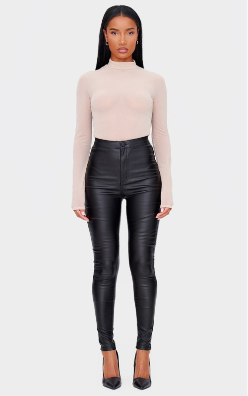 Чорні диско-скінні джинси з покриттям